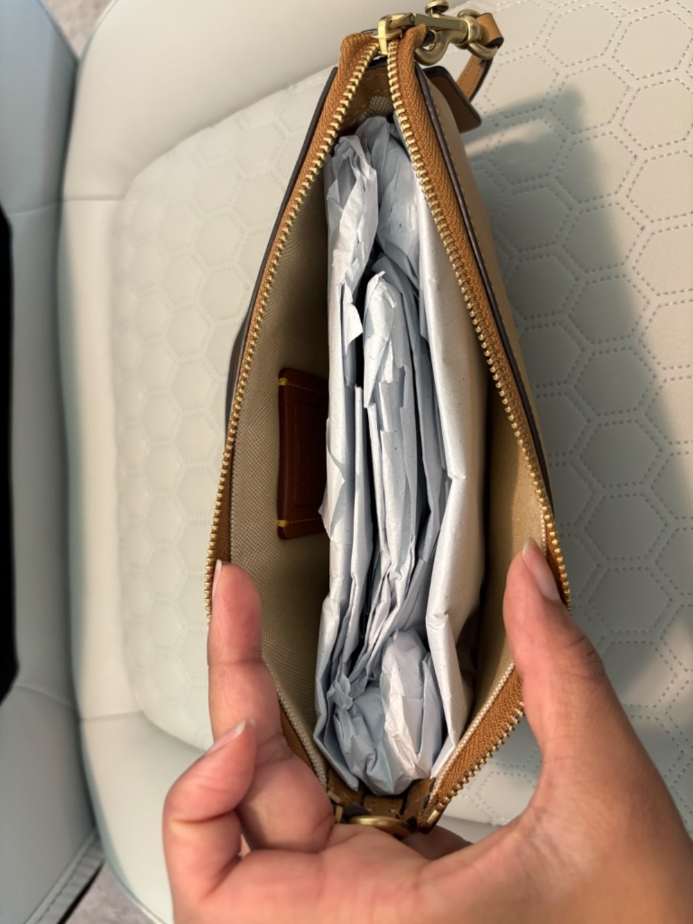 COACH Plaza Bag 22 in Honey Brown - Picture 4 of 6